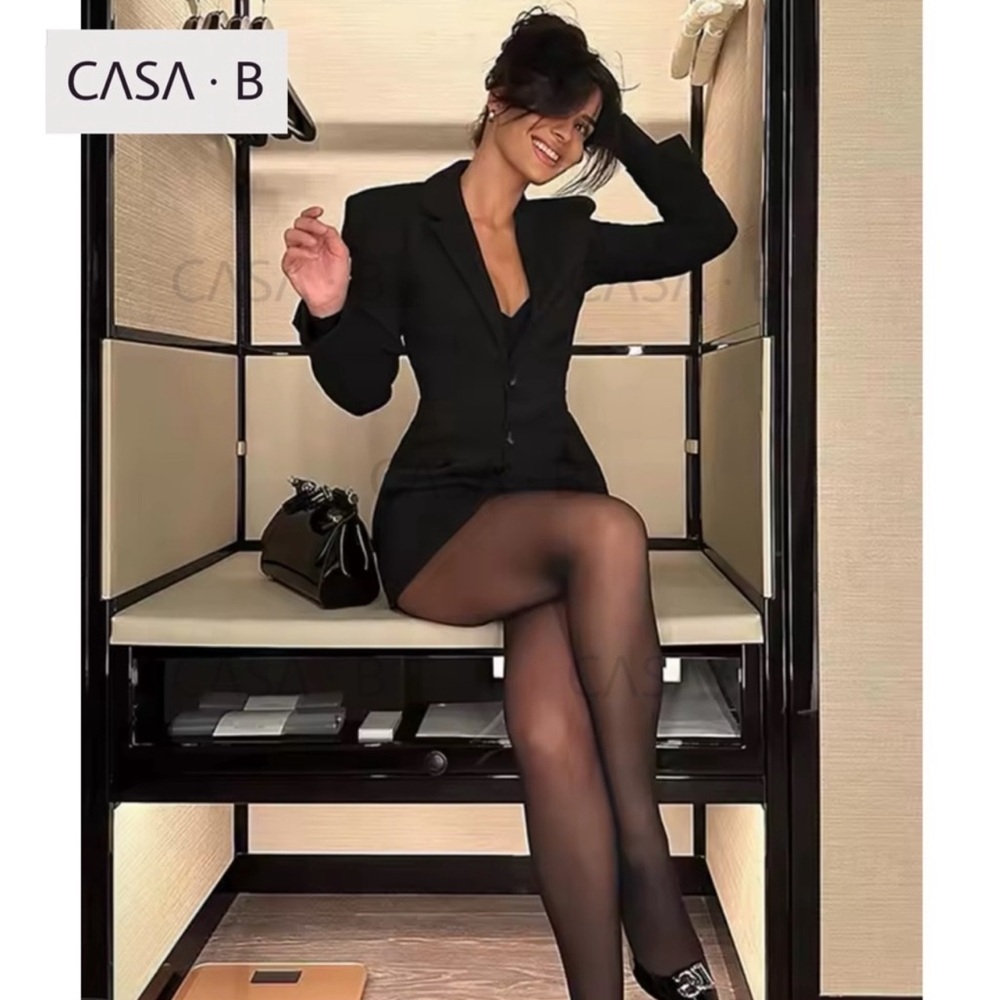 NEW!💫to CASA B| Raphaela Black Elegant V-Neck Mini Dress Blazer